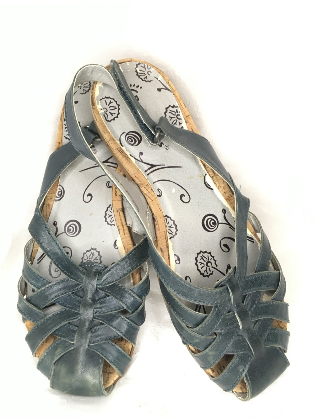 Blue Leather BareTraps Rumily Slingback Closed Toe Comfort Sandals -9M- - Picture 2 of 9